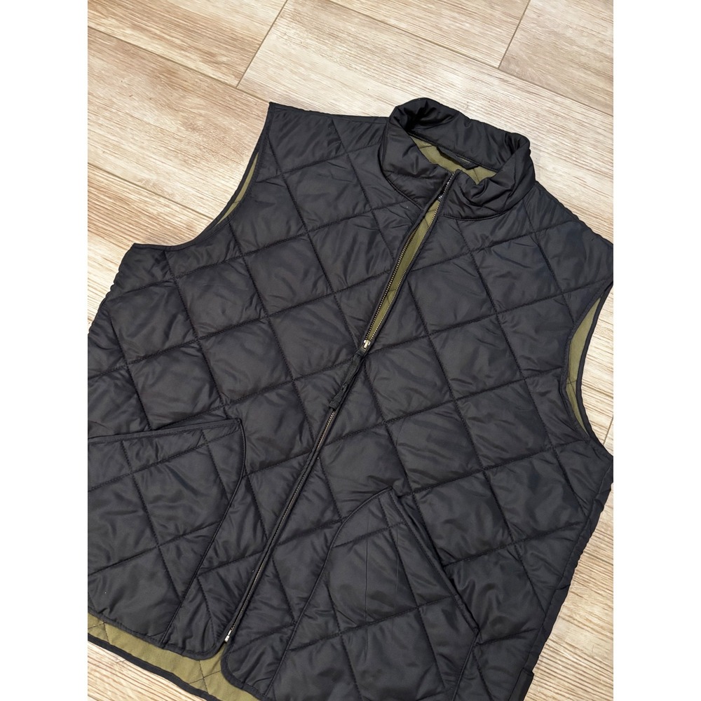 J.Crew Mens Quilted Vest Black Olive Green Authentic Outerwear XL 47752 FA15